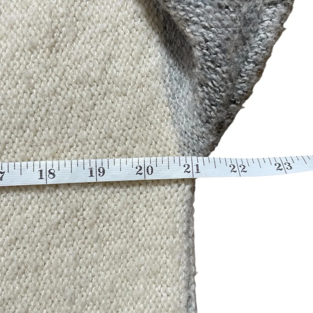 Fate Gray, Blue, & Ivory Cowl Neck Sweater Balloon Sleeves Mohair Alpaca Blend‎